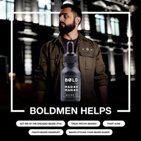 img 3 attached to Mad Man Bold Men Beard Oil 30ml – Natural Cedarwood and Patchouli Essential Oils for Conditioning and Softening