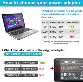 img 2 attached to 💻 AC Adapter Laptop Charger for Toshiba Satellite C55 C655 C850 C50 L755 C855D L655 L745 P50 C55D S55, Toshiba Portege Z30 Z930 Z830 Satellite Radius 11 14 15 - 19v 3.42A 65W DC Power Supply Cord