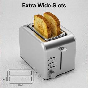 img 1 attached to 🍞 Stainless Steel Toaster with Extra Wide Slots, Bagel Function, Cancel, Reheat, Defrost Settings, 5 Shade Options, Removable Crumb Tray - Silver, 1200-1400W