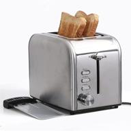 🍞 stainless steel toaster with extra wide slots, bagel function, cancel, reheat, defrost settings, 5 shade options, removable crumb tray - silver, 1200-1400w логотип