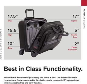 img 3 attached to 💼 TUMI Alpha 3 Deluxe 17 Inch Laptop Case Briefcase - Black | 4 Wheeled Computer Bag for Men and Women