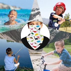 img 2 attached to Comfortable & Stylish Kids Ear Loops Bandana Neck Gaiter - Multi-functional Face Mask, Headwear, Scarf, and Mouth Cloth Cover