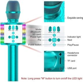 img 1 attached to 🎤 BONAOK Беспроводной Bluetooth караоке микрофон с управляемой функцией LED-подсветки, портативная ручной караоке акустическая система для домашних вечеринок и дней рождения - Q78 Голубой