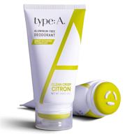 🌿 type:a crisp citron natural deodorant for women - aluminum free, safe for sensitive skin, dry touch cream - 2.8oz logo