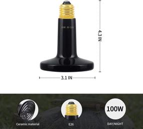 img 3 attached to 🔥 HANJION 100W 2 Pack Ceramic Heat Emitter, Infrared Ceramic Heater Bulbs for Reptiles, Reptile Heater Lamp Bulb for Pet Brooder Coop, Chicken Lizard Turtle Snake Aquarium, Non-Light Emitting, No Harm, Black