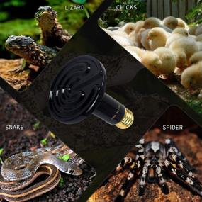img 1 attached to 🔥 HANJION 100W 2 Pack Ceramic Heat Emitter, Infrared Ceramic Heater Bulbs for Reptiles, Reptile Heater Lamp Bulb for Pet Brooder Coop, Chicken Lizard Turtle Snake Aquarium, Non-Light Emitting, No Harm, Black