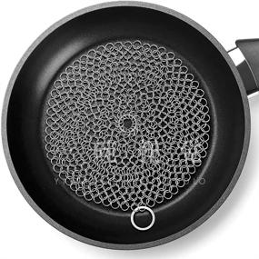 img 4 attached to 🧽 Amagabeli 7x7 316 Stainless Steel Cast Iron Cleaner - Chainmail Scrubber for Cast Iron Pan Skillet Cleaner - Dishes & Cast Iron Pot Seasoning Protection - Cookware Accessories