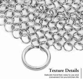 img 2 attached to 🧽 Amagabeli 7x7 316 Stainless Steel Cast Iron Cleaner - Chainmail Scrubber for Cast Iron Pan Skillet Cleaner - Dishes & Cast Iron Pot Seasoning Protection - Cookware Accessories