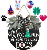 🏡 timecosy interchangeable welcome sign for front door - seasonal home décor, farmhouse decorations, wall christmas decor, clearance door wreaths for front porch outside логотип