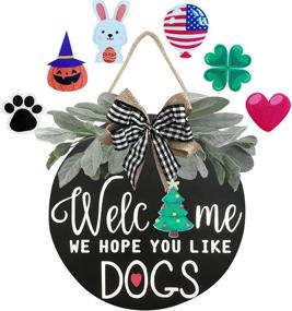 img 4 attached to 🏡 TIMECOSY Interchangeable Welcome Sign for Front Door - Seasonal Home Décor, Farmhouse Decorations, Wall Christmas Decor, Clearance Door Wreaths for Front Porch Outside