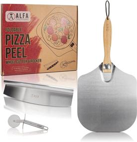 img 3 attached to Alfa Creations Aluminum Stainless Steel Pizza Peel with Foldable Handle for Easy Storage - 12-Inch x 14-Inch - Ideal Gift for Homemade Baking Enthusiasts - Includes Paddle Rocker and Wheel Cutter - Silver (RW-PP01A)