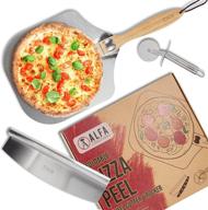 alfa creations aluminum stainless steel pizza peel with foldable handle for easy storage - 12-inch x 14-inch - ideal gift for homemade baking enthusiasts - includes paddle rocker and wheel cutter - silver (rw-pp01a) logo