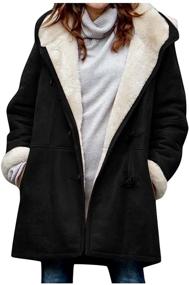 img 4 attached to 🧥 Sherpa Fleece Outerwear Overcoat for Women: Cozy and Stylish Winter Wear