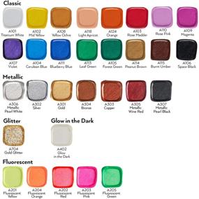 img 3 attached to 🎨 Акриловые краски Arteza 3D для ткани: набор из 30 ярких металлических и глиттеровых цветов - идеально подходят для одежды, аксессуаров, керамики и стекла. Включает светящиеся в темноте оттенки!