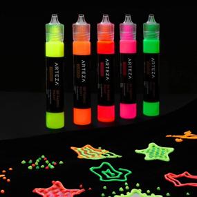img 1 attached to 🎨 Arteza 3D Fabric Paint: Set of 30 Vibrant Metallic & Glitter Colors - Ideal for Clothing, Accessories, Ceramic & Glass. Includes Glow-in-The-Dark Shades!
