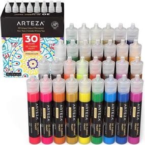 img 4 attached to 🎨 Arteza 3D Fabric Paint: Set of 30 Vibrant Metallic & Glitter Colors - Ideal for Clothing, Accessories, Ceramic & Glass. Includes Glow-in-The-Dark Shades!