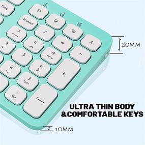 img 2 attached to 💙 Turquoise Ultra Thin Wireless Keyboard Mouse Combo – Full Size USB 2.4GHz for Computer, Desktop, PC, Notebook, Laptop – Portable & Quiet