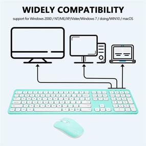 img 1 attached to 💙 Turquoise Ultra Thin Wireless Keyboard Mouse Combo – Full Size USB 2.4GHz for Computer, Desktop, PC, Notebook, Laptop – Portable & Quiet