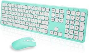 img 4 attached to 💙 Turquoise Ultra Thin Wireless Keyboard Mouse Combo – Full Size USB 2.4GHz for Computer, Desktop, PC, Notebook, Laptop – Portable & Quiet