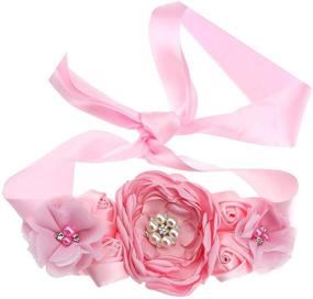 img 4 attached to Wedding Bridal Maternity Flower Belts Women's Accessories in Belts