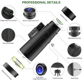 img 3 attached to 🔭 Viajero Monocular Telescope: 12X50 HD Waterproof Zoom for Android iPhone, with Smartphone Holder & Tripod - Ideal for Bird Watching and Hunting, BAK4 Prism & FMC