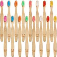 🐼 set of 16 eco-friendly kids bamboo toothbrushes - soft bristles, natural wooden handles, colorful bristles, ergonomic animal designs logo