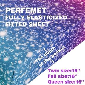 img 1 attached to PERFEMET Glitter Themed Beautiful Fitted Sheet Set: 3D Colorful Teal Pink Galaxy Flat Sheet Set for Girls - Twin Size Soft & Breathable Bedroom Decor (Twin, Blue Pink)