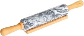 img 4 attached to 🍳 18-Inch Marble Rolling Pin by CHEFMADE with Wooden Handles and Cradle, Non-Stick Surface (Gray and White)