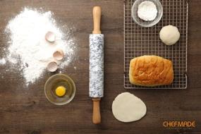 img 1 attached to 🍳 18-Inch Marble Rolling Pin by CHEFMADE with Wooden Handles and Cradle, Non-Stick Surface (Gray and White)