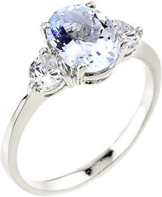 img 2 attached to 💍 Dainty 10k White Gold Aquamarine 3-Stone Engagement Ring: Elegant and Delicate