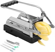 🍟 beefeta professional french fry cutter – stainless steel potato slicer with no-slip suction base for perfect fries, vegetables, onions, carrots, cucumbers – includes peeler & brush logo