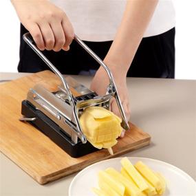 img 3 attached to 🍟 Beefeta Professional French Fry Cutter – Stainless Steel Potato Slicer with No-Slip Suction Base for Perfect Fries, Vegetables, Onions, Carrots, Cucumbers – Includes Peeler & Brush