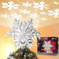 🎄 lighted christmas tree topper with rotating snowflake projector - 3d glitter sliver snow design for festive decorations logo