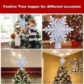 img 1 attached to 🎄 Lighted Christmas Tree Topper with Rotating Snowflake Projector - 3D Glitter Sliver Snow Design for Festive Decorations