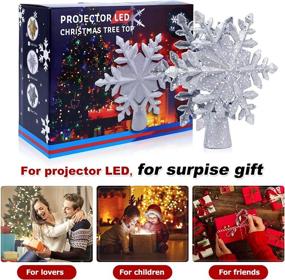 img 3 attached to 🎄 Lighted Christmas Tree Topper with Rotating Snowflake Projector - 3D Glitter Sliver Snow Design for Festive Decorations