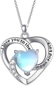 img 4 attached to 🌙 Moonstone Necklace | 925 Sterling Silver Opal Pendant | Love Necklace for Women | Birthday Gift Jewelry for Mom, Wife, Girls - I Love You to The Moon and Back