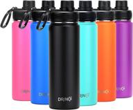 🚰 drinco stainless steel wide mouth water bottle spout lid - vacuum insulated double wall, leak proof, keeps drinks cold or hot - 22 oz (black, 22oz) logo