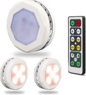 convenient wireless led puck lights with remote control dimmer - 3 pack, white логотип