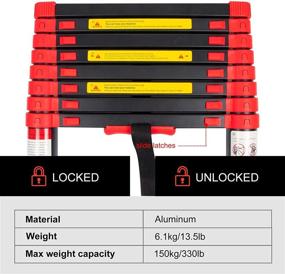 img 1 attached to 🌈 BEETRO 8.5ft Aluminum Telescoping Ladder: Multipurpose, 330 LB Capacity, Red