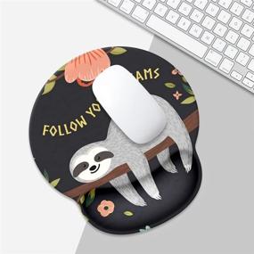 img 2 attached to 🦥 Cute Sloth Mousepad with Wrist Rest Support - Non Slip Rubber Base, Ergonomic Gaming & Office Mouse Mat (Cute Sloth Design)