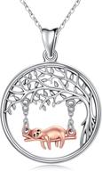 🦥 925 sterling silver trishula sloth necklace - cute sloth on tree of life charm pendant for sloth lovers, ideal jewelry gift logo