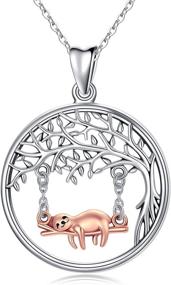 img 4 attached to 🦥 925 Sterling Silver TRISHULA Sloth Necklace - Cute Sloth on Tree of Life Charm Pendant for Sloth Lovers, Ideal Jewelry Gift