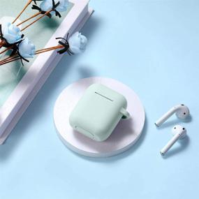 img 1 attached to 🎧 Защитный чехол Easuny из силикона с матовым покрытием, совместимый с Apple AirPods - набор из 2-х чехлов для AirPods 2 и 1, с прозрачным окном для отображения передней светодиодной индикации - сосново-зеленый и аква: стильный беспроводной зарядный чехол для женщин и мужчин.