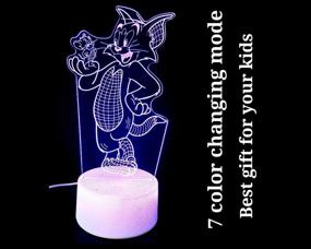 img 3 attached to Tom and Jerry 3D Night Lamp for Kids Bedroom – Color Changing Optical Touch Sensor Lamp. Perfect Kids Gift.