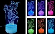 tom and jerry 3d night lamp for kids bedroom – color changing optical touch sensor lamp. perfect kids gift. logo