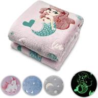 🏻 personalized pink mermaid glow in the dark throw blanket 50 x 60 inches - ideal gift for kids, adults, and everyday use logo