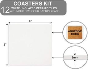 img 3 attached to 🎨 Pintar Make Your Own Coasters Kit: 12-Pack of 4x4” White Unglazed Ceramic Tiles with Cork Backing Pads – Customize Coasters with Alcohol Ink, Acrylic Pouring, Resin, and DIY Projects