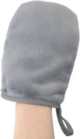 img 2 attached to Polyte Hypoallergenic Microfiber Fleece 5x7 Makeup Remover and Facial Cleansing Cloth Glove, 3 Pack (Gray)
