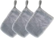 polyte hypoallergenic microfiber fleece 5x7 makeup remover and facial cleansing cloth glove, 3 pack (gray) logo