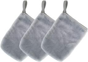 img 3 attached to Polyte Hypoallergenic Microfiber Fleece 5x7 Makeup Remover and Facial Cleansing Cloth Glove, 3 Pack (Gray)